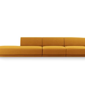 Micadoni linker bank Miley 4-zits, flueel, geel – 90x323x70cm Micadoni linker bank Miley 4-zits, flueel, geel – 90x323x70cm
