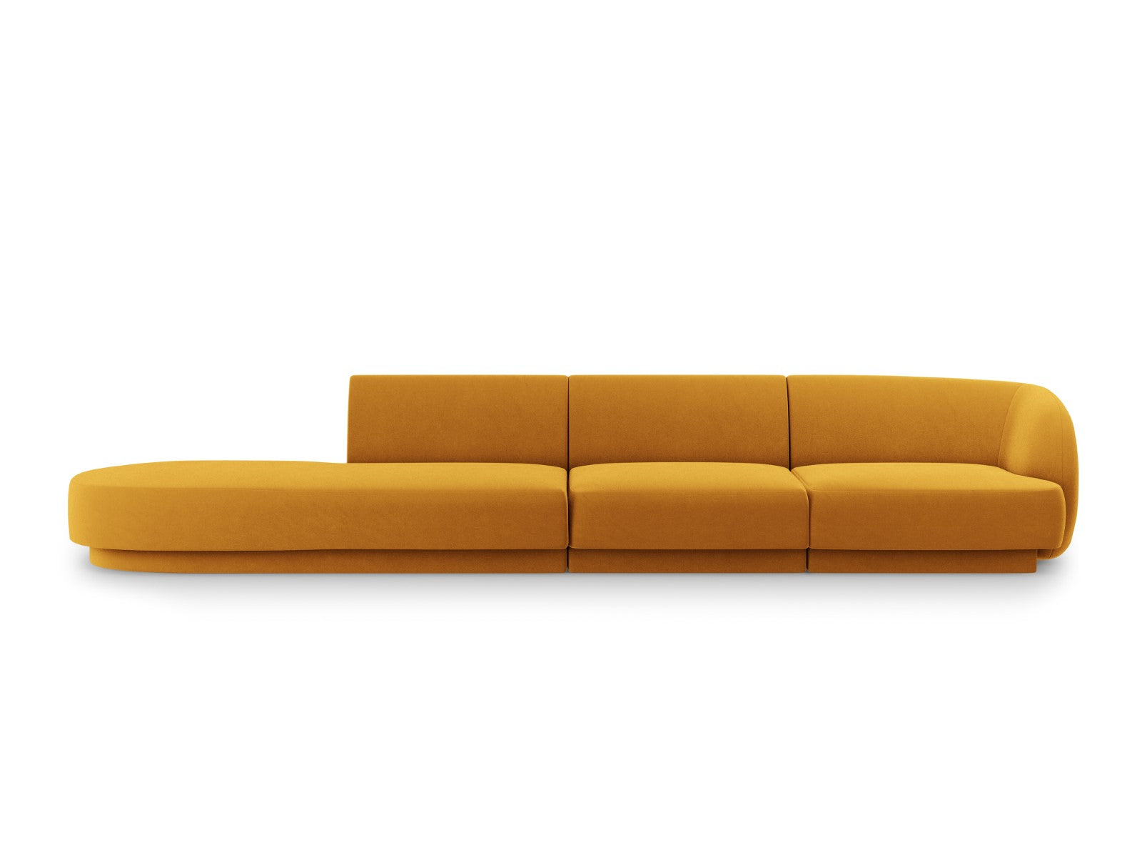 Micadoni linker bank Miley 4-zits, flueel, geel - 90x323x70cm