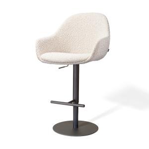 Nolon Niva-Mae tulp barkruk bouclé beige verstelbaar – zwarte poten Nolon Niva-Mae tulp barkruk bouclé beige verstelbaar – zwarte poten