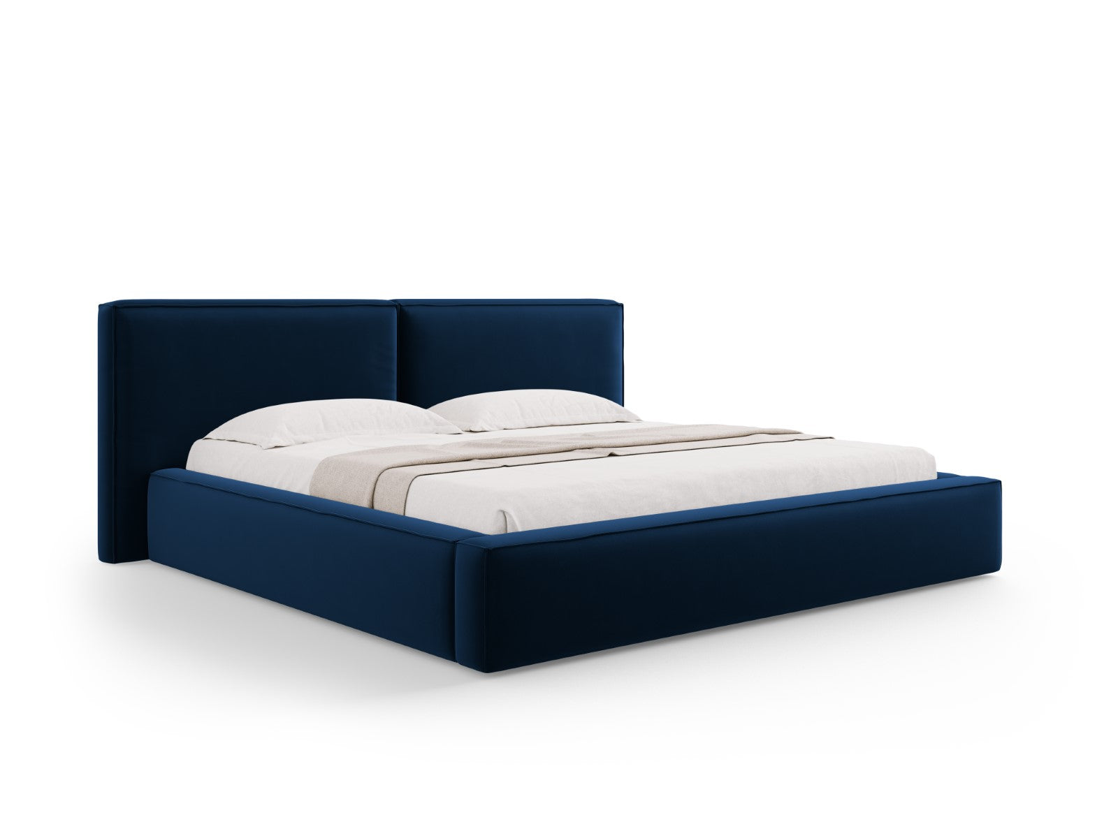 Micadoni Opbergbed met hoofdeinde Jodie 200x200cm, flueel, koningsblau