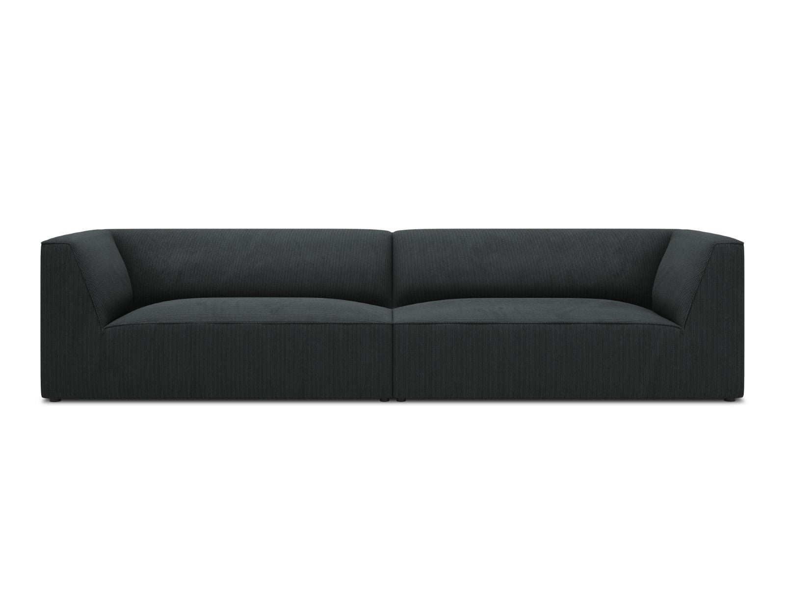 Micadoni Bank Ruby 4-zits, ribfluwelen, zwart - 93x302x69cm