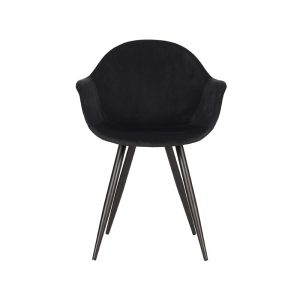 LABEL51 Eetkamerstoel Forli – Zwart Velvet – Zithoogte 48cm – Set van LABEL51 Eetkamerstoel Forli – Zwart Velvet – Zithoogte 48cm – Set van