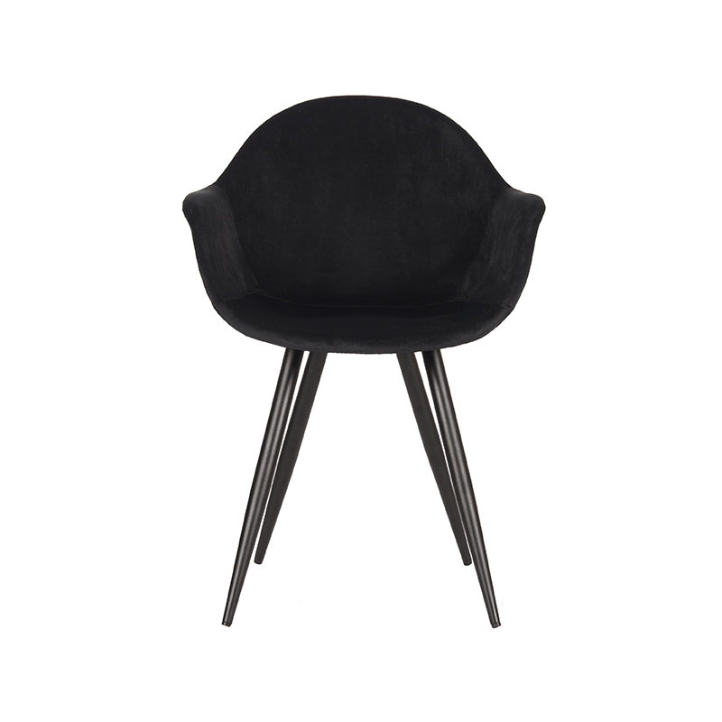 LABEL51 Eetkamerstoel Forli - Zwart Velvet - Zithoogte 48cm - Set van