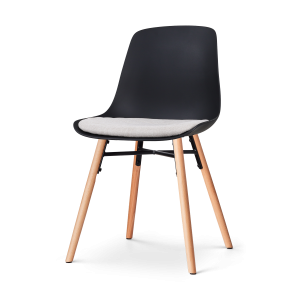 Nolon Nena-Liv Eetkamerstoel Zwart – Beige Kussen – Houten Poten