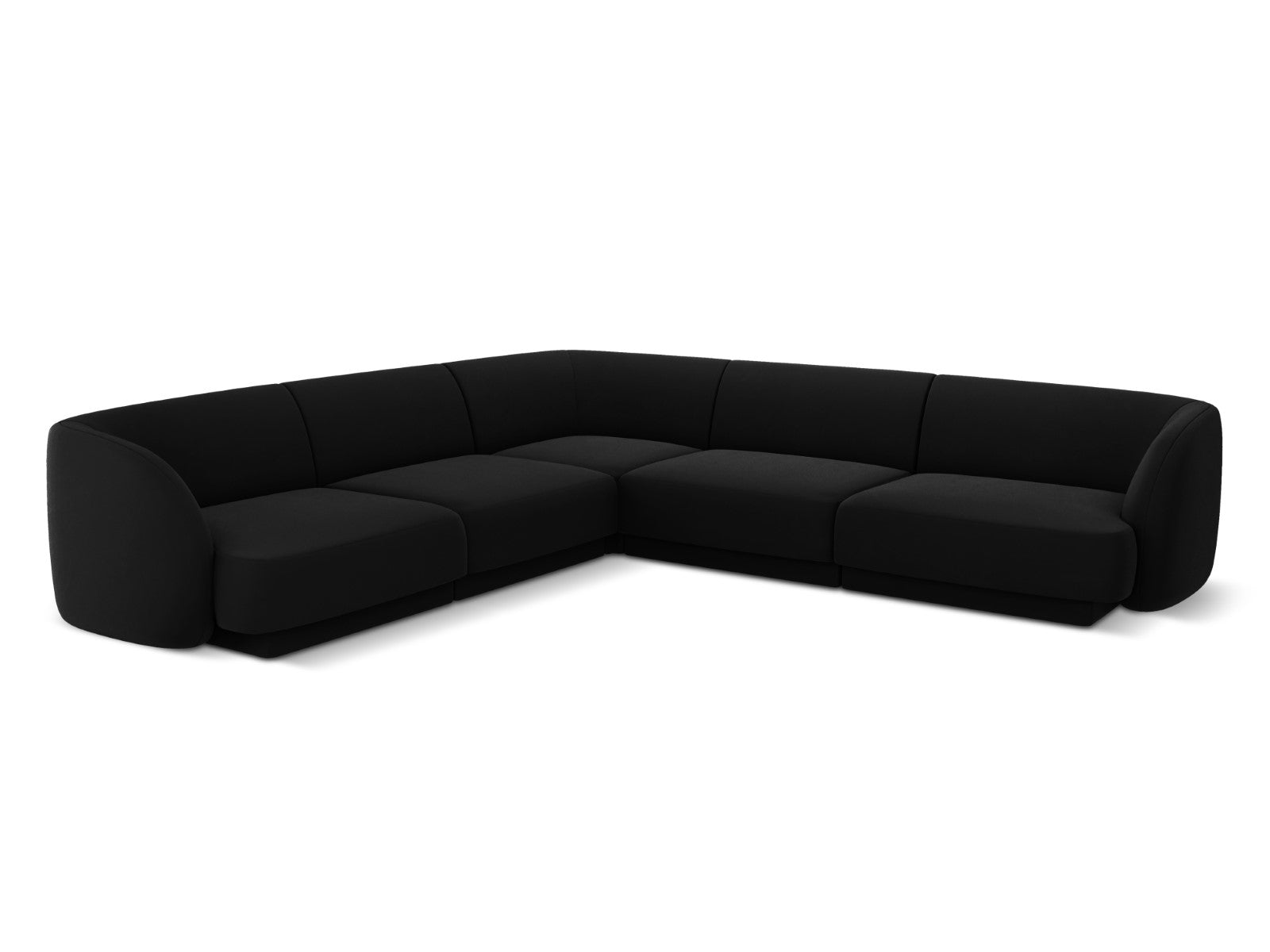 Micadoni Symmetrische hoekbank Miley 5-zits, flueel, zwart - 255x255x7
