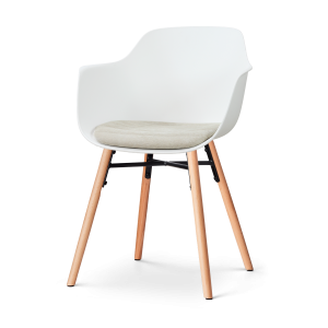 Nolon Nena-Liz Eetkamerstoel Wit met Naturelbeige Zitkussen Houten Pot Nolon Nena-Liz Eetkamerstoel Wit met Naturelbeige Zitkussen Houten Pot