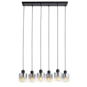 Lighto | Design hanglamp zwart met smoke glas 6-lichts | Nala Lighto | Design hanglamp zwart met smoke glas 6-lichts | Nala