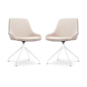 Nolon Nola-Isa Draaibare Eetkamerstoelen Beige – Wit – 2x Nolon Nola-Isa Draaibare Eetkamerstoelen Beige – Wit – 2x