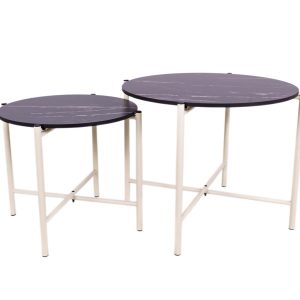 MaximaVida salontafel set Firenze 62 en 49 cm kruisframe ivoor – zwart MaximaVida salontafel set Firenze 62 en 49 cm kruisframe ivoor – zwart