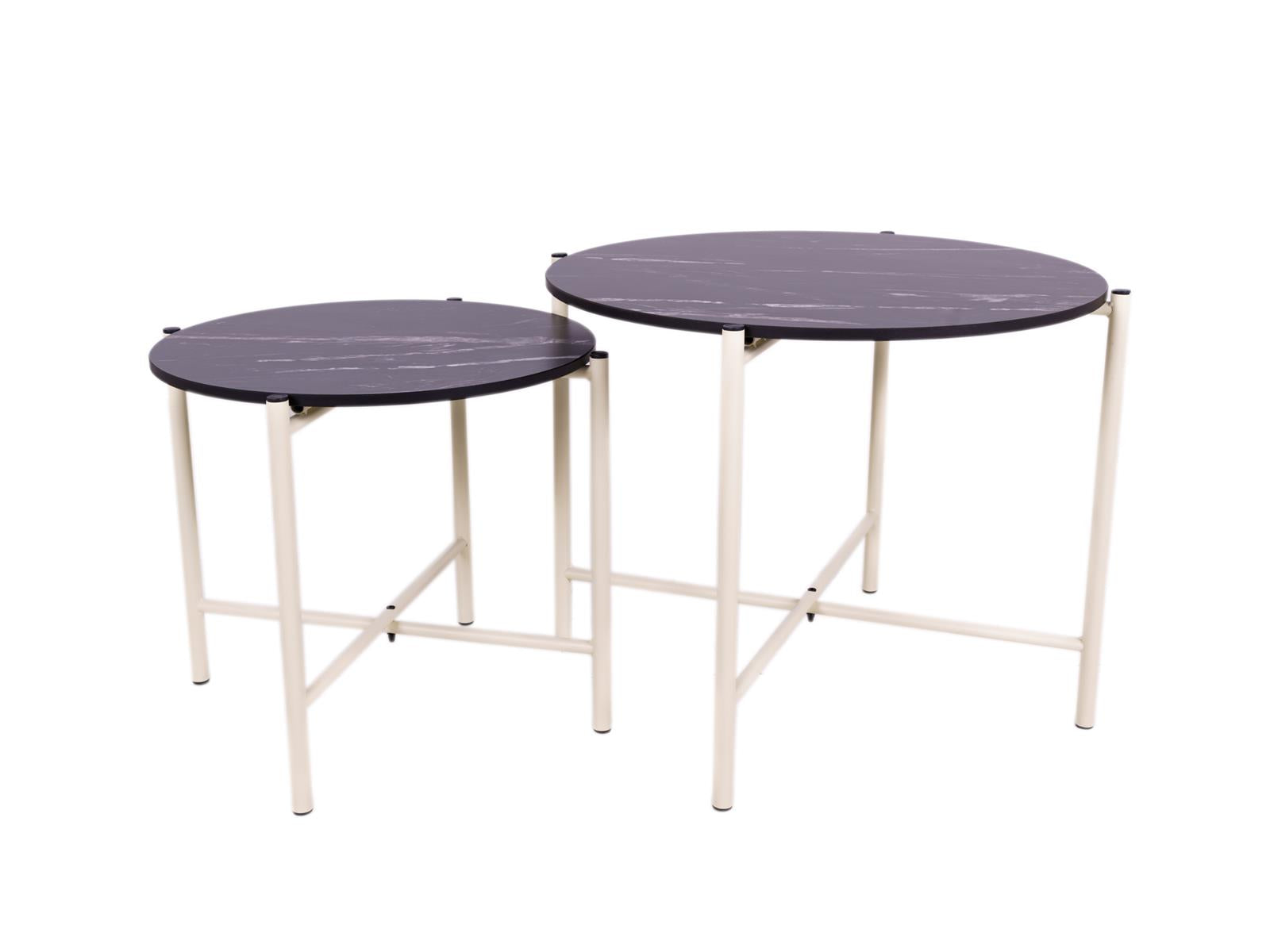 MaximaVida salontafel set Firenze 62 en 49 cm kruisframe ivoor - zwart