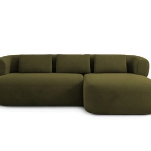 Micadoni rechter hoekbank Jenny 5-zits, flueel groente – 145x225x73cm Micadoni rechter hoekbank Jenny 5-zits, flueel groente – 145x225x73cm