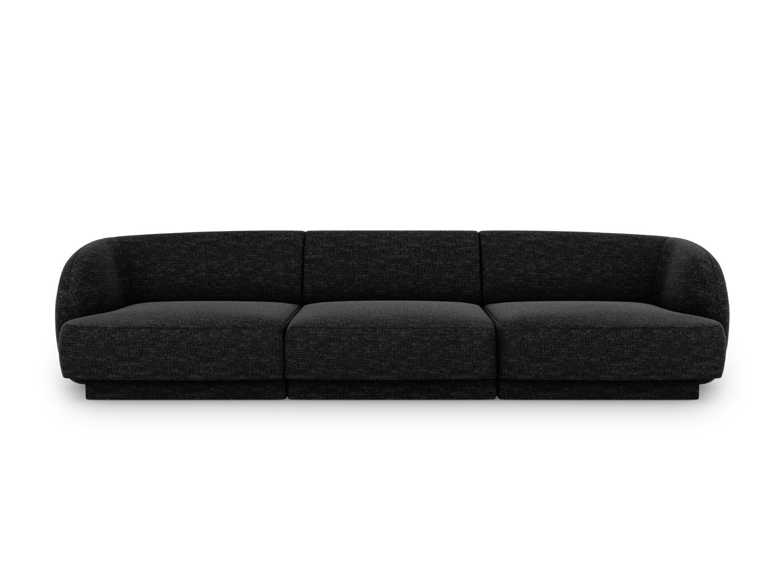 Micadoni Bank Miley 3-zits, chenille, zwart - 90x255x70cm