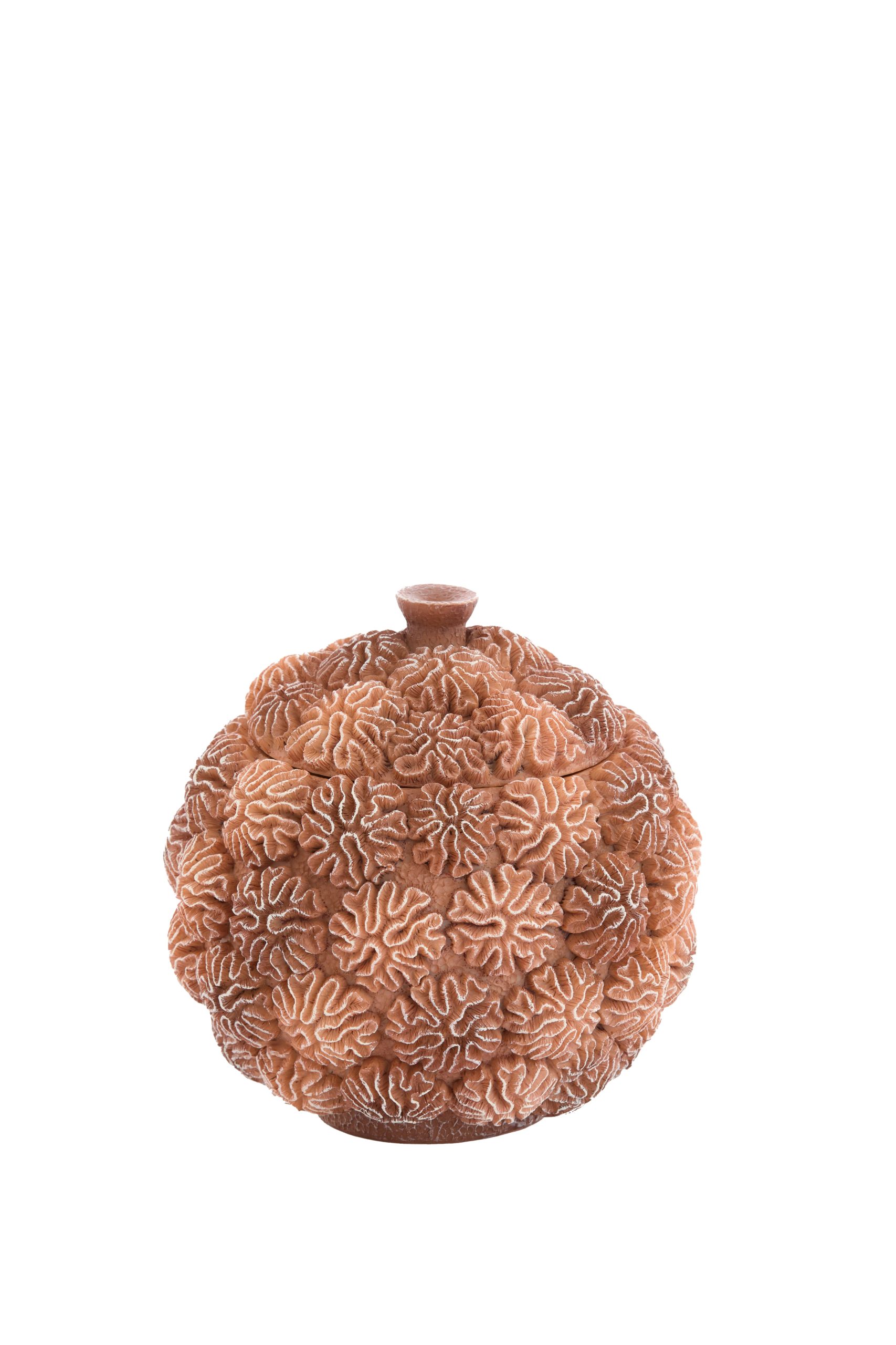 Light & Living deco box+deksel CORAL - Ø17x16cm - bruin