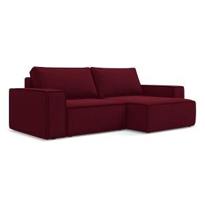 LaMiaSofa hoekbank rechts Livorno – velours – bourgondië – 257x148x82