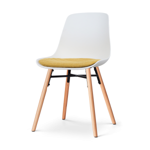 Nolon Nena-Liv Eetkamerstoel Wit – Okergeel Kussen – Houten Poten Nolon Nena-Liv Eetkamerstoel Wit – Okergeel Kussen – Houten Poten