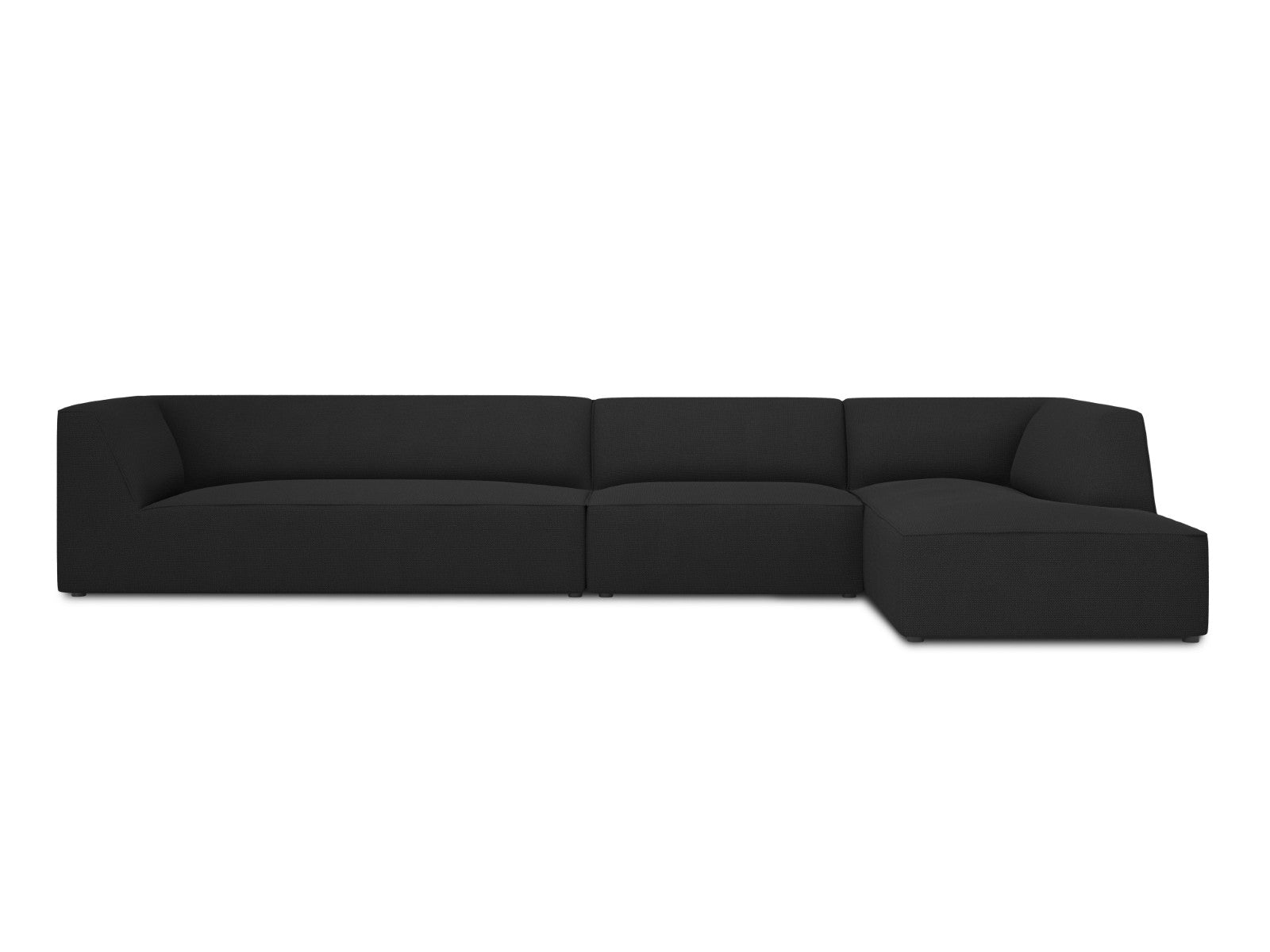 Micadoni rechter hoekbank Ruby 5-zits, structurele stof, zwart - 180x3