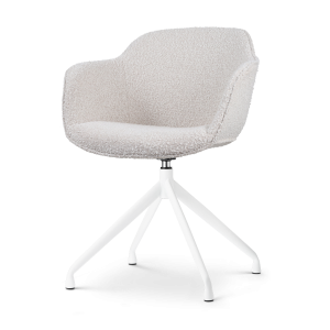 Nolon Nola-Mare Draaibare Eetkamerstoel Bouclé Beige – Witte Poten Nolon Nola-Mare Draaibare Eetkamerstoel Bouclé Beige – Witte Poten