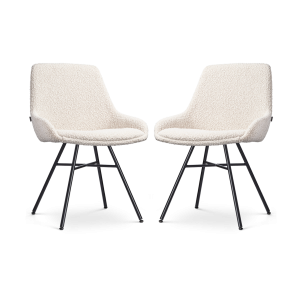 Nolon Noa-Isa Eetkamerstoelen Set van 2 – Bouclé Beige – Zwart Nolon Noa-Isa Eetkamerstoelen Set van 2 – Bouclé Beige – Zwart