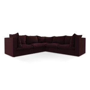LaMiaSofa Modulaire hoekbank Ravenna – textuurstof – bordeaux – 255×25