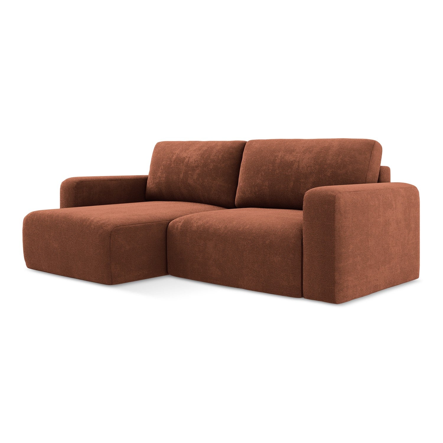 LaMiaSofa hoekbank links Ostia - chenille stof - terracotta - 244x149x