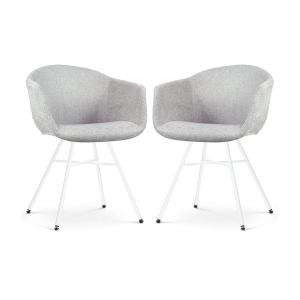 Nolon Noa-Otis Eetkamerstoelen Set van 2 – Lichtgrijs – Witte Poten Nolon Noa-Otis Eetkamerstoelen Set van 2 – Lichtgrijs – Witte Poten