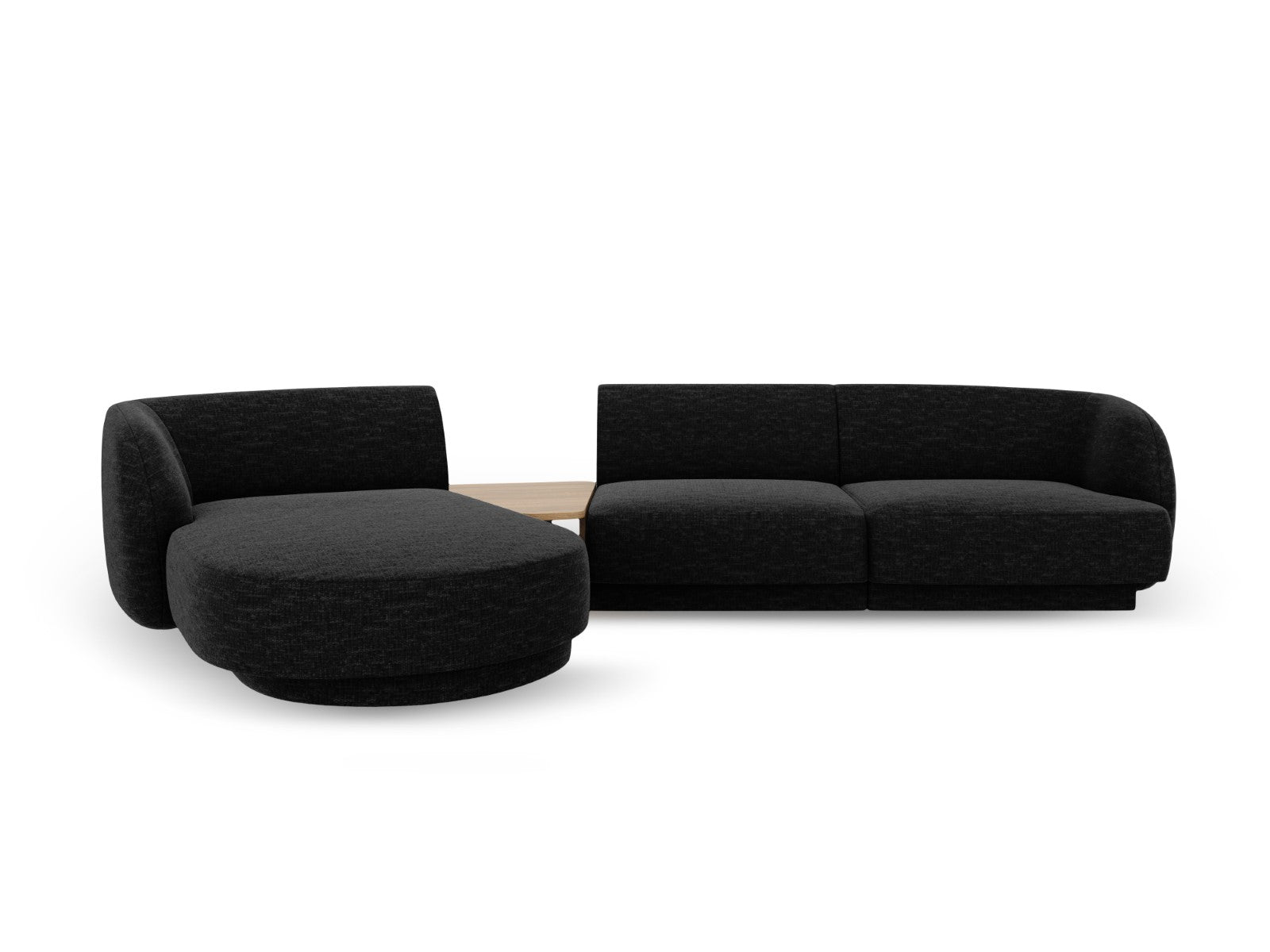 Micadoni linker modulaire bank Miley 3-zits, chenille, zwart - 178x303