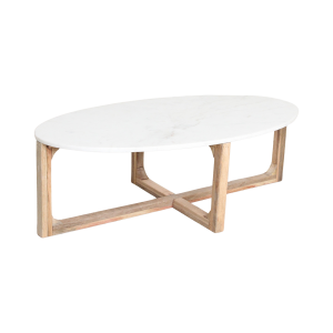 Ovale marmeren salontafel – Wit – 120x60x38 cm Ovale marmeren salontafel – Wit – 120x60x38 cm