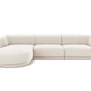 Micadoni linker hoekbank Miley 4-zits, flueel, lichtbeige – 156x255x70 Micadoni linker hoekbank Miley 4-zits, flueel, lichtbeige – 156x255x70