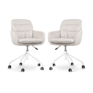 Nolon Nout-Mia Bureaustoelen Set van 2 – Beige – Wit Onderstel Nolon Nout-Mia Bureaustoelen Set van 2 – Beige – Wit Onderstel