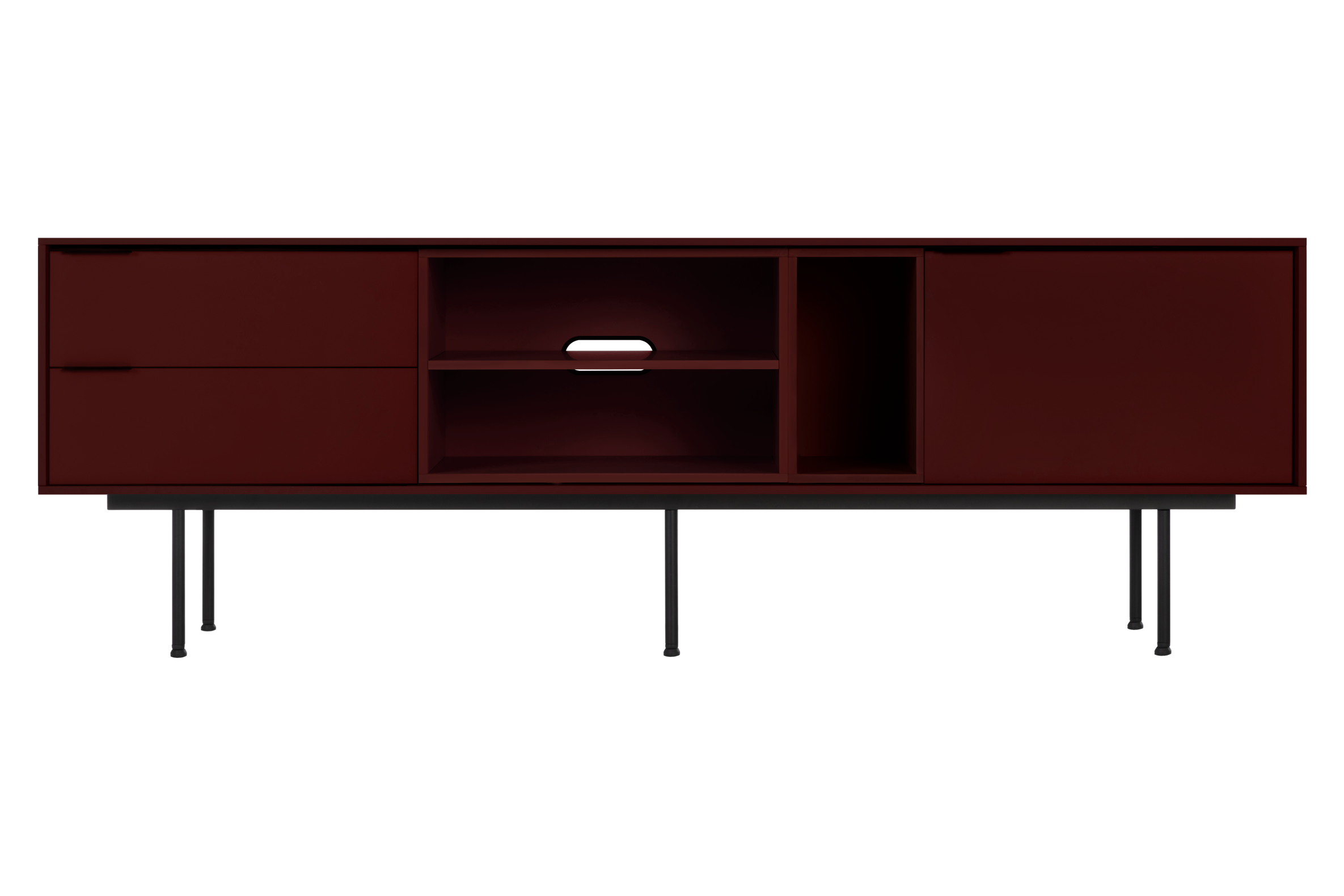 noo.ma Mod TV-stand 189 cm - Deep Beet Burgundy, board, veel opbergrui