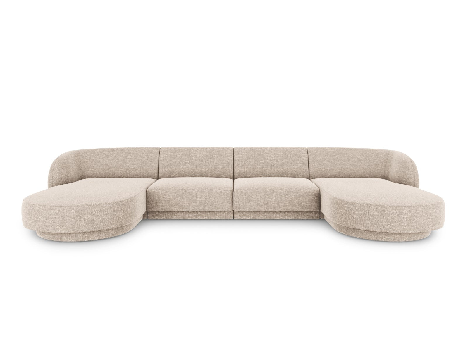 Micadoni Panoramische bank Miley 5-zits, chenille, beige - 156x330x70c