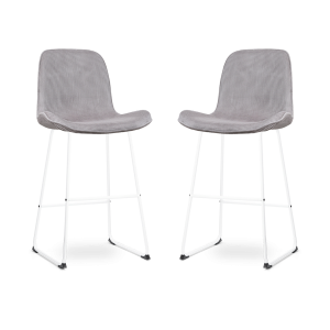 Nolon Nino-Fé Barkrukken Set van 2 – Ribstof Warm Grijs – Wit – 75 cm Nolon Nino-Fé Barkrukken Set van 2 – Ribstof Warm Grijs – Wit – 75 cm