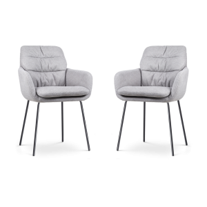Nolon Nora-Mia Eetkamerstoelen Set van 2 – Grijs – Zwart Onderstel Nolon Nora-Mia Eetkamerstoelen Set van 2 – Grijs – Zwart Onderstel