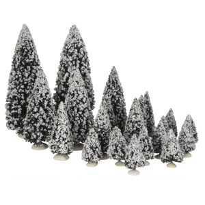 LuVille Kerstdorp Miniatuur Evergreen Bomen – 21 Stuks – H22 x Ø8 cm LuVille Kerstdorp Miniatuur Evergreen Bomen – 21 Stuks – H22 x Ø8 cm