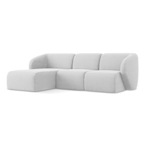 LaMiaSofa hoekbank links Cervo – bouclé – zilver – 248x166x103