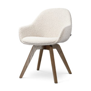 Nolon Noor-Mae draaibare eetkamerstoel bouclé beige – walnoot houten o Nolon Noor-Mae draaibare eetkamerstoel bouclé beige – walnoot houten o