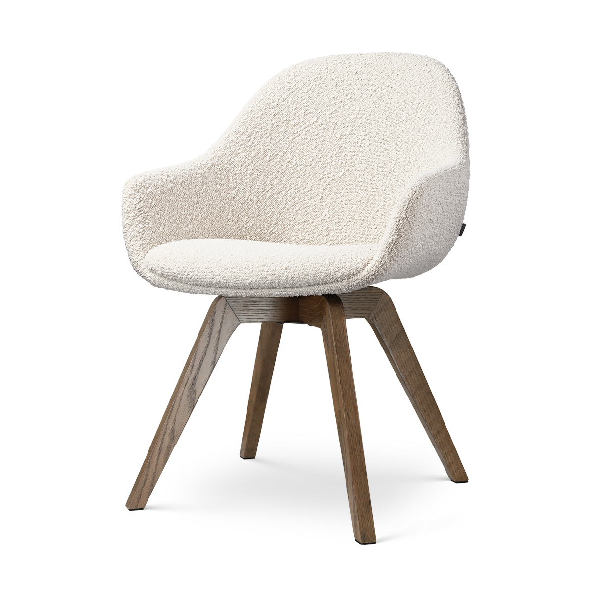 Nolon Noor-Mae draaibare eetkamerstoel bouclé beige - walnoot houten o