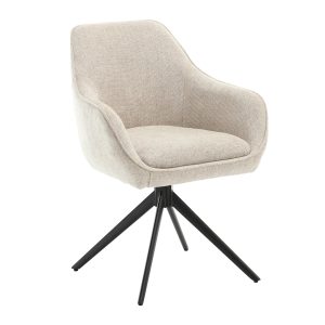 Livingfurn eetkamerstoel Thomas Toffee – beige – stof – set van 2 Livingfurn eetkamerstoel Thomas Toffee – beige – stof – set van 2