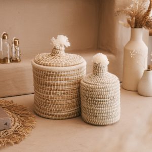 NOA MAY Mand Aura – naturel – palmblad – set van 3 manden (small, medi NOA MAY Mand Aura – naturel – palmblad – set van 3 manden (small, medi