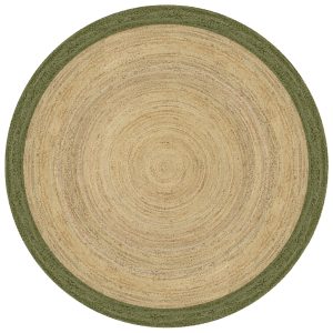 Mrcarpet jute vloerkleed – naturel/groen – Ø 120cm Mrcarpet jute vloerkleed – naturel/groen – Ø 120cm