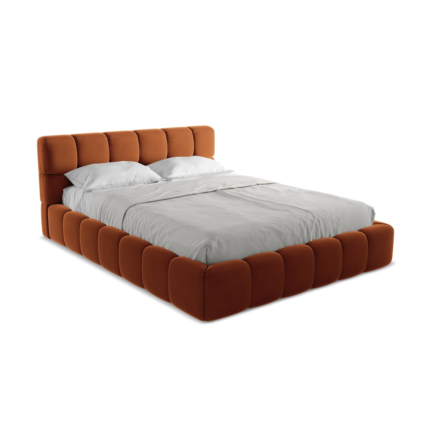 LaMiaSofa Bed met opbergruimte Roma - velours - terracotta - 180x228x8