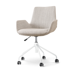 Nolon Nout-Eef Bureaustoel Beige Gemêleerd – Armleuning – Wit Onderste