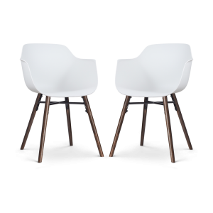 Nolon Nena-Puk Eetkamerstoelen Set van 2 – Wit – Walnoot Poten Nolon Nena-Puk Eetkamerstoelen Set van 2 – Wit – Walnoot Poten