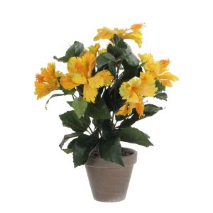 Mica Decorations Hibiscus Kunstplant in Bloempot Stan – H40 x Ø30 cm – Mica Decorations Hibiscus Kunstplant in Bloempot Stan – H40 x Ø30 cm –