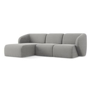 LaMiaSofa hoekbank links Cervo – bouclé – lichtgrijs – 248x166x104