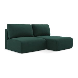 LaMiaSofa hoekbank rechts Ostia – textuurstof – flessengroen – 210×149
