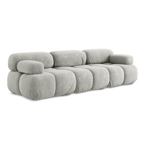 LaMiaSofa 3-zits bank Sanremo – chenille stof – lichtgrijs – 285x96x70