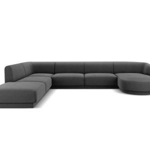 Micadoni Panoramische hoekbank links Miley 6-zits, flueel, grijs – 255 Micadoni Panoramische hoekbank links Miley 6-zits, flueel, grijs – 255