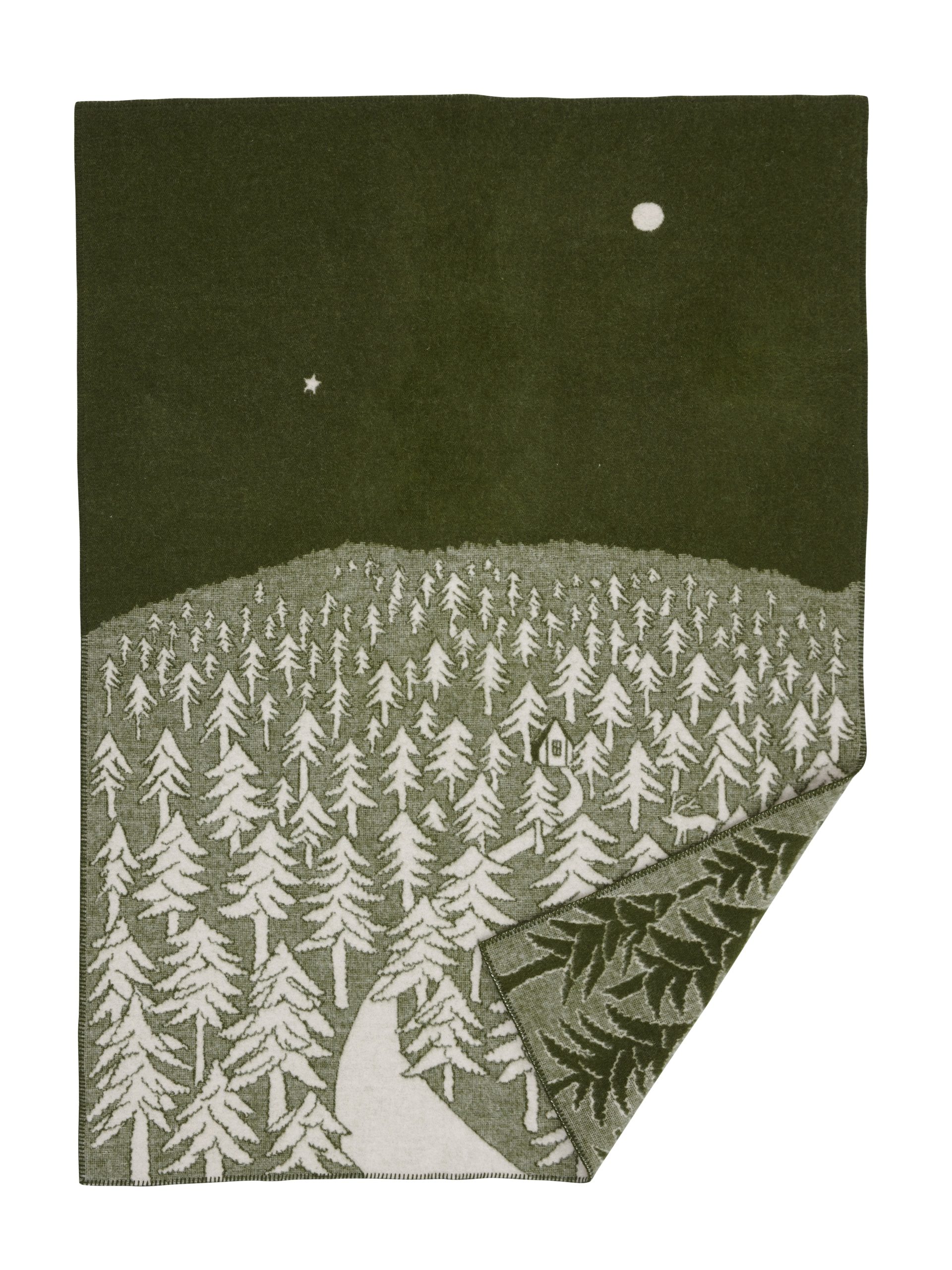 Klippan 100% wollen deken - House in the forest - groen- 130x200cm