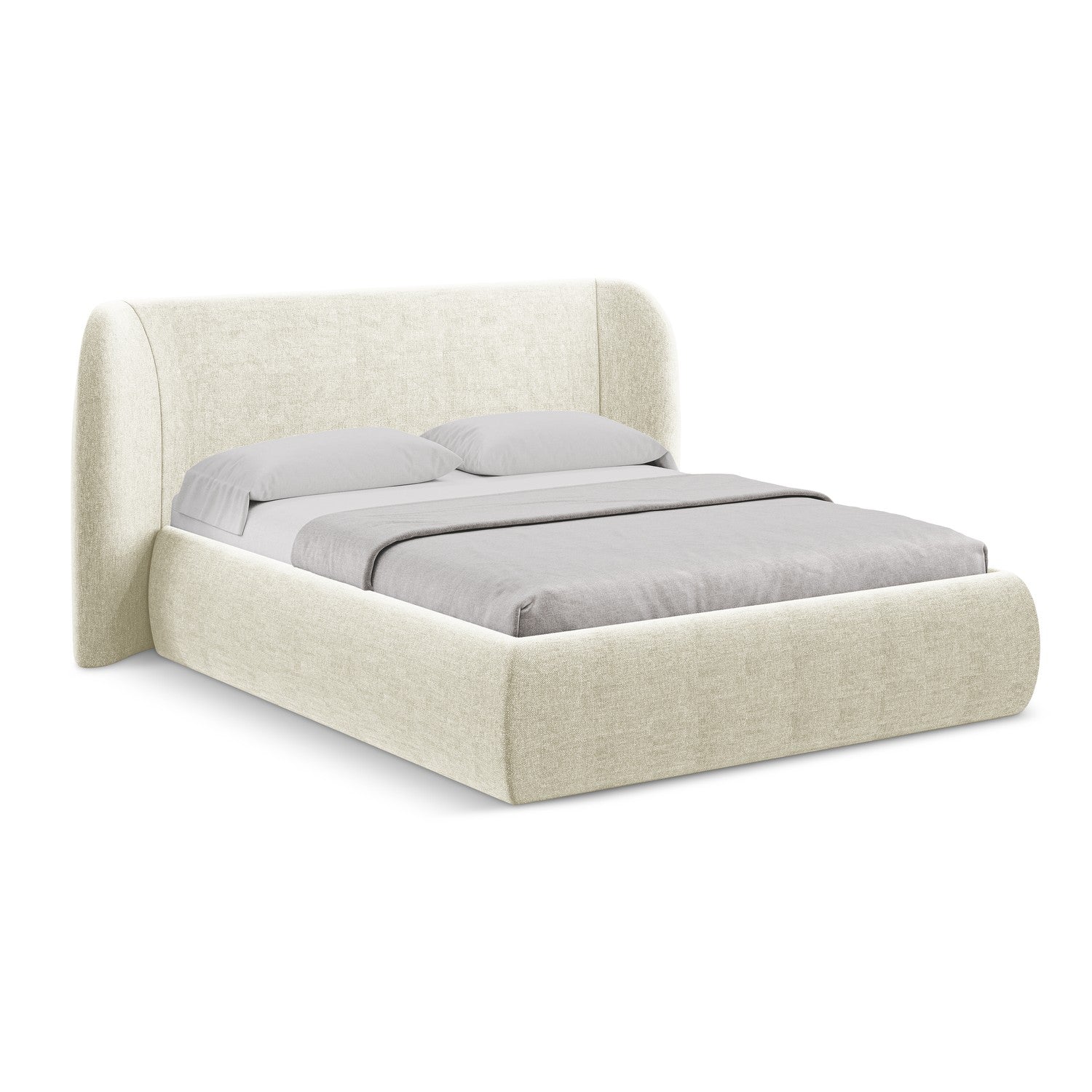 LaMiaSofa Bed met opbergruimte Trieste - chenille stof - beige - 210x2